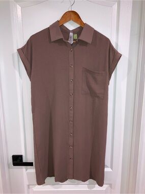 Guilty Brown Sleeveless Shirt Dress - size L